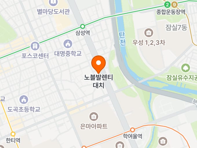 노블발렌티 대치 단독홀 위치 지도